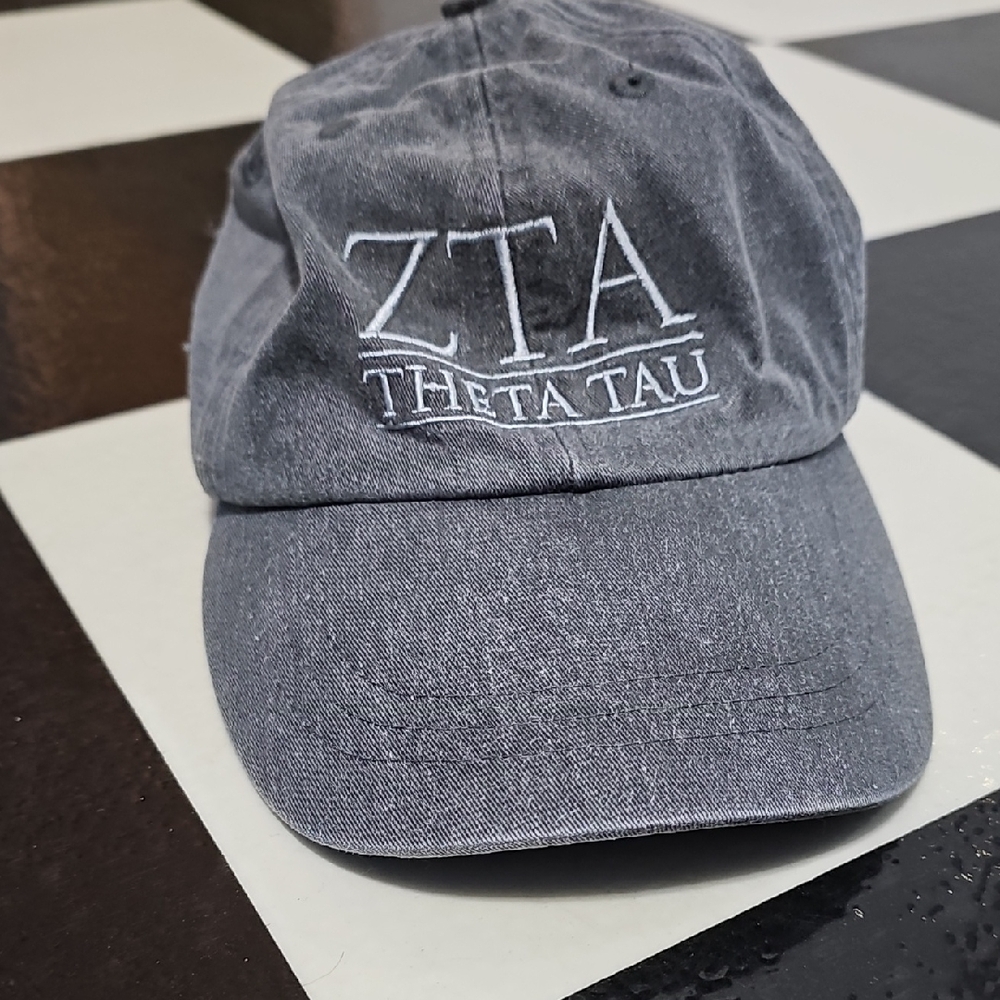 Adams Dark Gray Cap with Leather Strap ZTA THETA TAU CHAPEL HILL NC